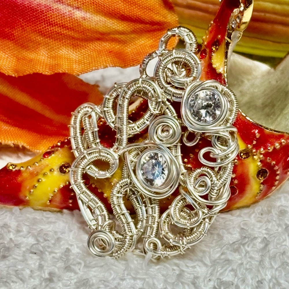 Elegant Silver Wire Wrapped Pendant-Swirls for Girls